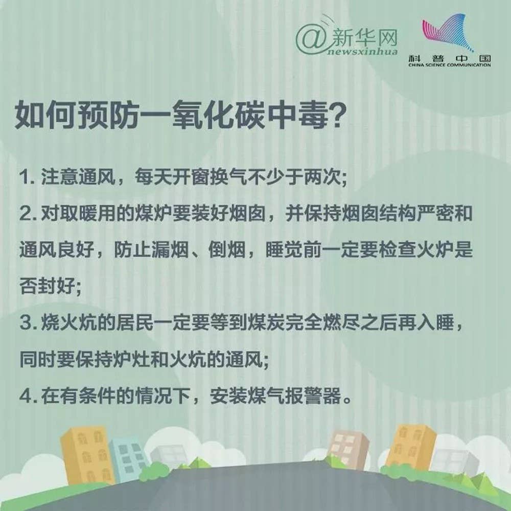 安全提示 | 读懂九张图，远离一氧化碳中毒