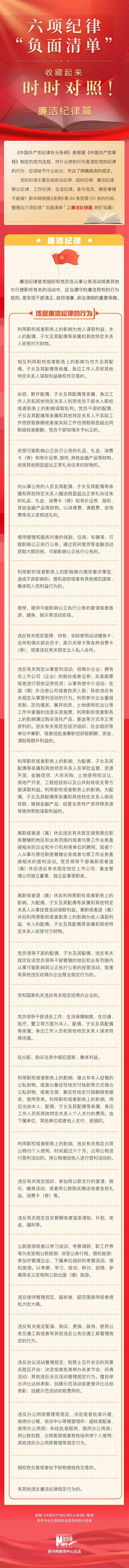 收藏起来时时对照！六项纪律“负面清单”之廉洁纪律篇