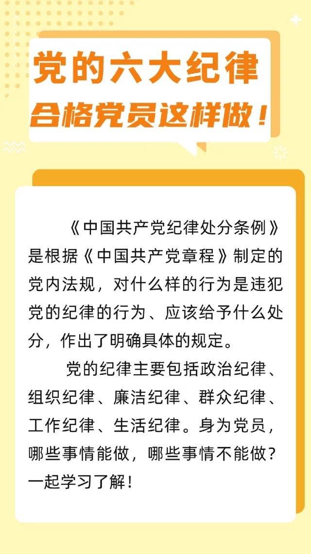 党的六大纪律，合格党员这样做！