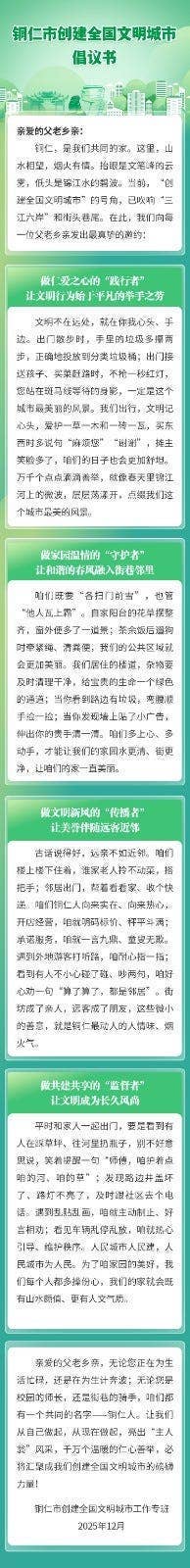 关于转发刊播《铜仁市创建全国文明城市倡议书》的工作提示